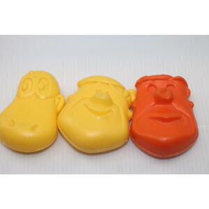 [ 1975 Post PEBBLES Cereal Prizes 3 Flintstones COIN HOLDERS - Fred Dino Barney]